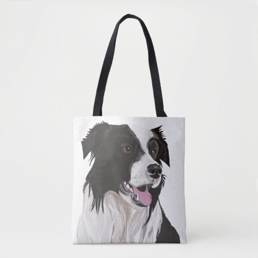 Zwart-witte rand collie draagtas (Voorkant)