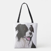 Zwart-witte rand collie draagtas (Achterkant)