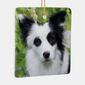 Zwart-witte rand collie keramisch ornament (Rechts)