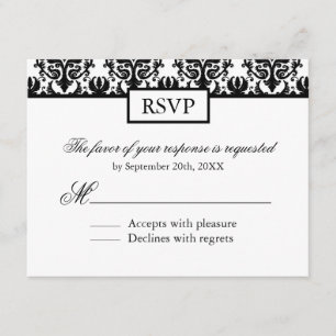 Zwart-witte reactiekaarten voor Damasvaten - RSVP Kaartje