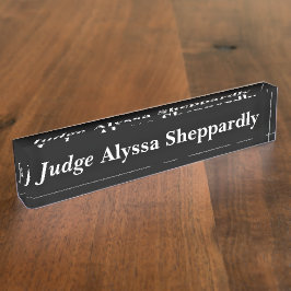 Zwart-witte rechter acryl naambordje