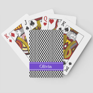 Zwart & Witte Retro Golfpatroon met Paarse Band Pokerkaarten