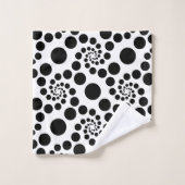 Zwart-witte Retro Polka Dots Bad Handdoek (Wasdoekje)