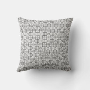Zwart Witte Retro Vierkante Raster Geometrisch Pat Kussen
