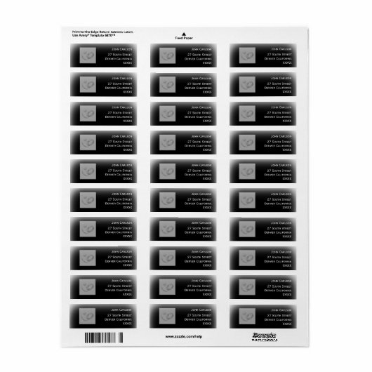 Zwart-witte ringen trouwadreslabel etiket (Full Sheet)