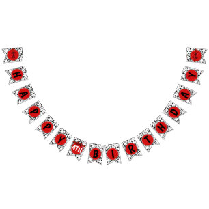 Zwart Witte Rode Boog Dalmatiër Happy Verjaardag F Vlaggetjes