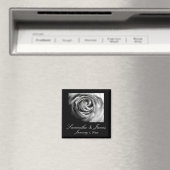 Zwart-Witte Roos Magneet (Insitu (Vaatwasser))