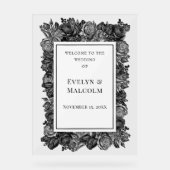 Zwart-witte roses Gothic Wedding Acryl Bord (Voorkant)