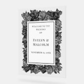 Zwart-witte roses Gothic Wedding Acryl Bord (Hoek)