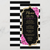 Zwart Witte Roze Gouden Menu Kaart (Voorkant / Achterkant)