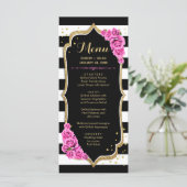 Zwart Witte Roze Gouden Menu Kaart (Staand voorkant)