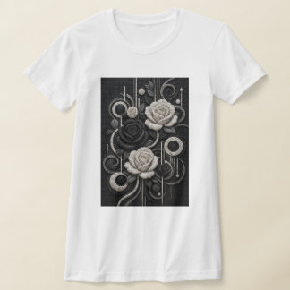 Zwart & Witte Rozen 3D Micro Mozaïek T-shirt
