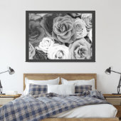 Zwart-witte rozen canvas afdruk (Insitu (Slaapkamer))