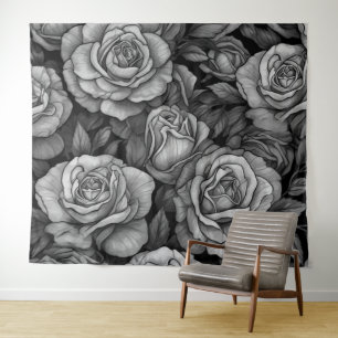 Zwart Witte Rozen Feest 90s Ster Shot Achtergrond Wandkleed