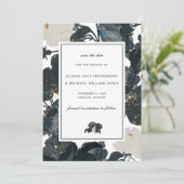 Zwart-witte rozen Sla de datum op Save The Date (Staand voorkant)