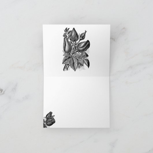 Zwart-witte rozen Weduwschap Dank je Kaart (Binnen)