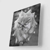 Zwart-witte rozenventilator vierkante klok (Hoek)