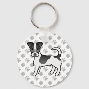 Zwart & Witte Ruwharige Jack Russell Terrier Hond Sleutelhanger
