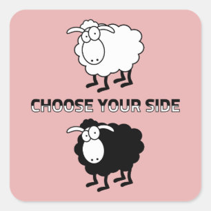 Zwart-witte schapen vierkante sticker