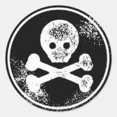 Zwart-witte schedel en Cross Botten Halloween Ronde Sticker (Voorkant)