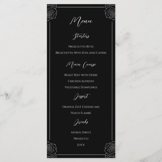 Zwart-witte schedel Gotische bruiloft Menu (Voorkant)
