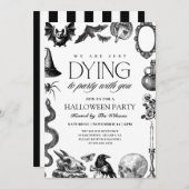 zwart-witte schedel Halloween Kaart (Voorkant / Achterkant)