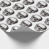 Zwart-witte schedel Pattern Halloween Cadeaupapier (Hoek)