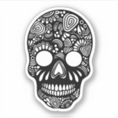 Zwart-witte schedel Sticker (Voorkant)