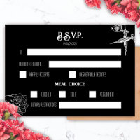 Zwart-witte schedel Tattoo bruiloft RSVP