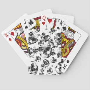 Zwart & Witte Schedels Skelet Schedel Kunst Patroo Pokerkaarten