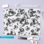 Zwart & Witte Schedels Skelet Schedel Kunst Patroo Tissuepapier (Craft)