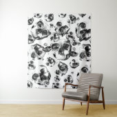 Zwart & Witte Schedels Skelet Schedel Kunst Patroo Wandkleed (In situ)