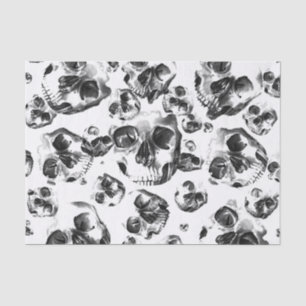 Zwart & Witte Schedels Skelet Schedel Kunstpatroon Tissuepapier