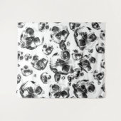 Zwart & Witte Schedels Skelet Schedel Kunstpatroon Wandkleed (Voorkant (horizontaal))