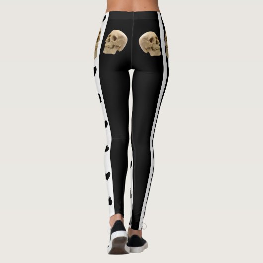 Zwart-witte schedels Zwarte harten Leggings (Achterkant)