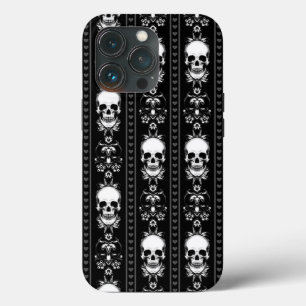 Zwart-witte schedelstrepen iPhone 13 pro hoesje