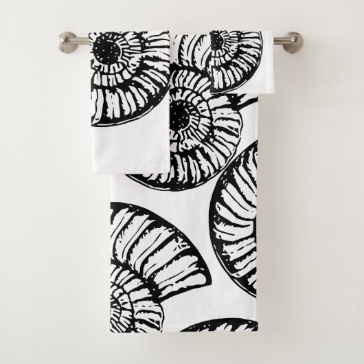 Zwart-witte schelp bad handdoek (Insitu)