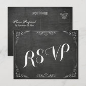 Zwart Witte Schoolbord Bloemachtige Trouw Bruiloft Uitnodiging Briefkaart (Voorkant / Achterkant)