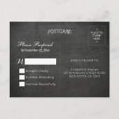 Zwart Witte Schoolbord Bloemachtige Trouw Bruiloft Uitnodiging Briefkaart (Achterkant)