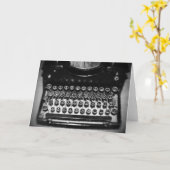 Zwart-witte Schrijfmachine Kaart (Gele Bloem)