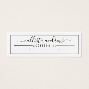 Zwart witte Script Border Earring Display Kaart