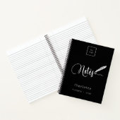 Zwart witte script pen elegante zakelijke logo notitieboek (Binnen)