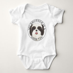 Zwart-witte Shih Tzu broer Romper