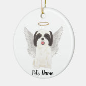 Zwart & Witte Shih Tzu Condoleance Herdenking Keramisch Ornament (Links)