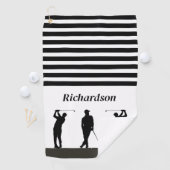 Zwart-witte Silhouette Golfer Golfhanddoek (Insitu)