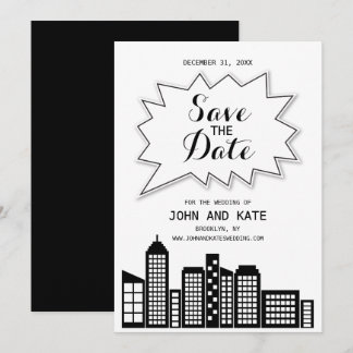 Zwart & Witte Silhouette Save The Date Kaart