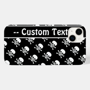 Zwart-witte Skulls met aangepaste tekst Case-Mate iPhone 14 Plus Hoesje
