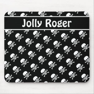 Zwart-witte Skulls Mousepad met aangepaste tekst Muismat