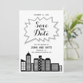 Zwart-witte skyline opslaan Datum Kaart (Staand voorkant)