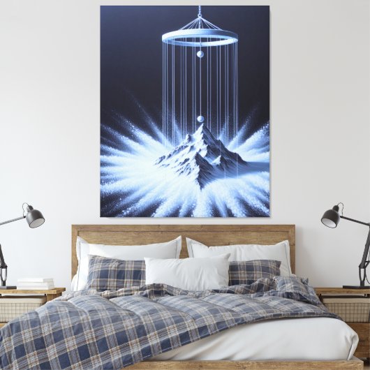 Zwart-witte slinger stretched canvas print (Insitu (Slaapkamer))